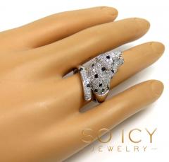 Ladies 14k white gold diamond panther ring 1.90ct