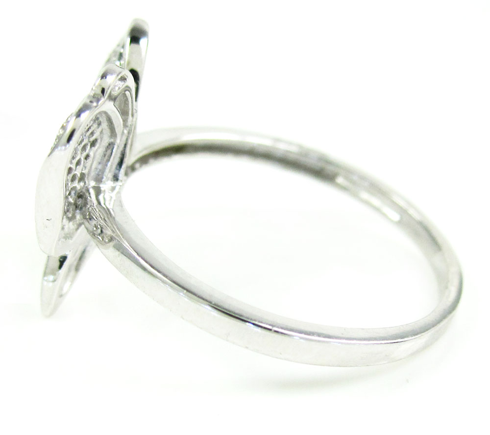 925 white sterling silver diamond butterfly ring 0.17ct
