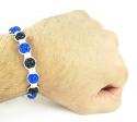Blue & black rhinestone macramé faceted bead rope bracelet 9.00ct