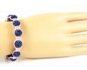 Dark blue rhinestone macramé faceted bead rope bracelet 9.00ct