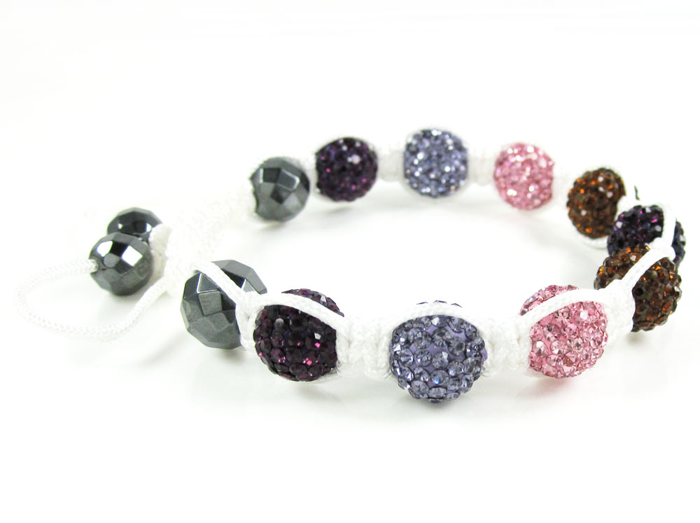 Multi colored rhinestone macramé faceted bead rope bracelet 9.00ct