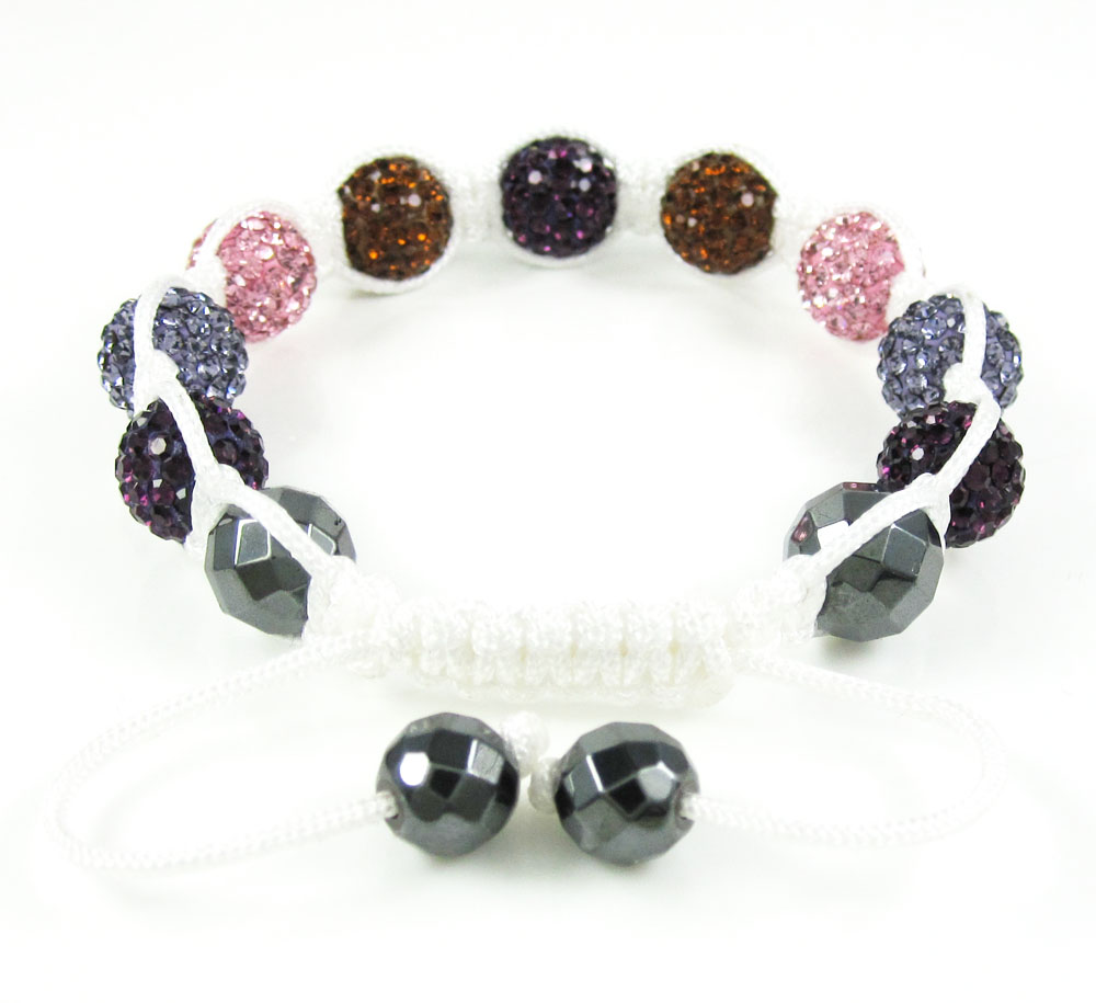 Multi colored rhinestone macramé faceted bead rope bracelet 9.00ct