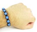 Blue rhinestone macramé faceted bead rope bracelet 9.00ct