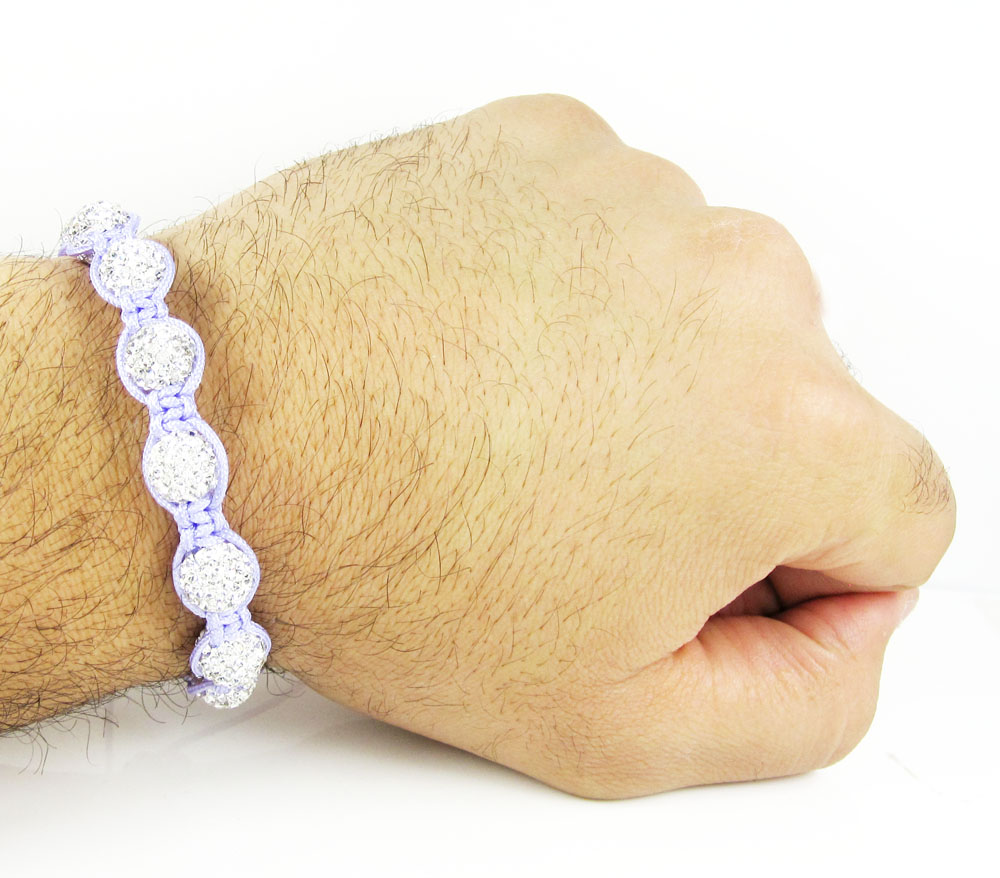 White rhinestone macramé faceted bead rope bracelet 9.00ct - Image 2