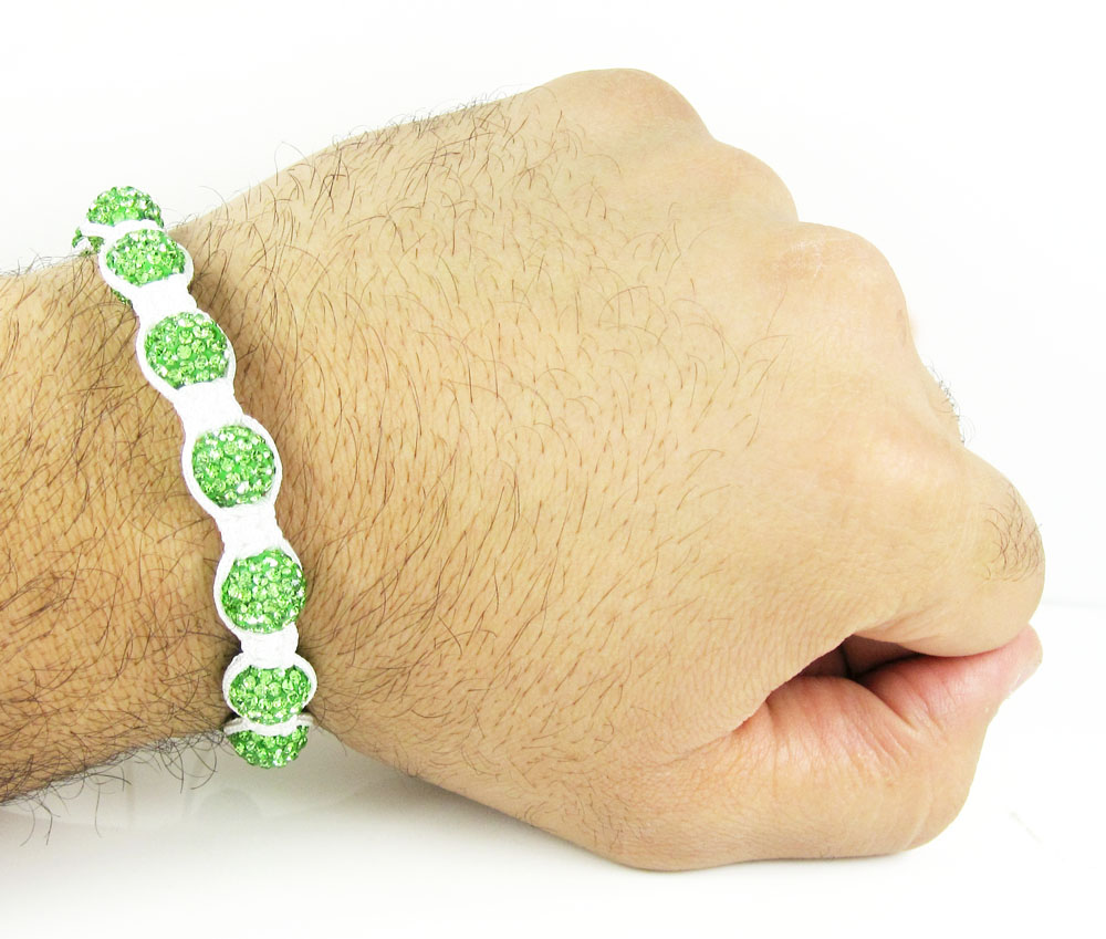 Neon green rhinestone macramé faceted bead rope bracelet 9.00ct - Image 2