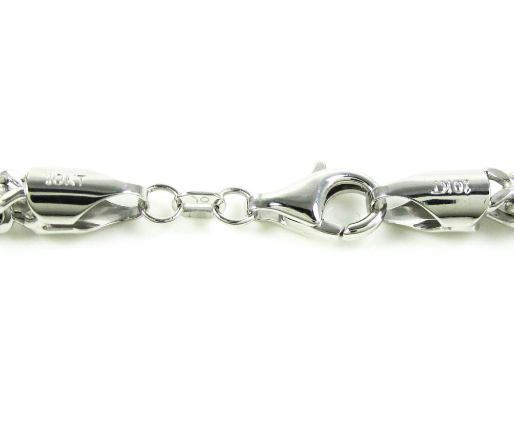 10k white gold franco hollow link chain 26-36 inch 3.75mm 