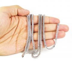 10k white gold franco hollow link chain 26-36 inch 3.75mm 