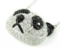 Ladies 18k solid white gold black & white diamond panda bear pendant with chain 2.02ct