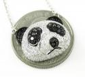 Ladies 18k solid white gold black & white diamond panda bear pendant with chain 2.02ct