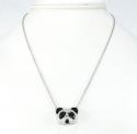 Ladies 18k solid white gold black & white diamond panda bear pendant with chain 2.02ct