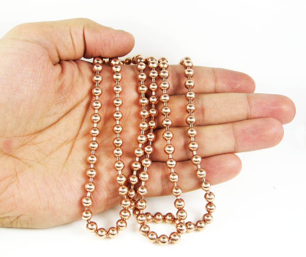 925 rose sterling silver ball link chain 36 inch 6mm