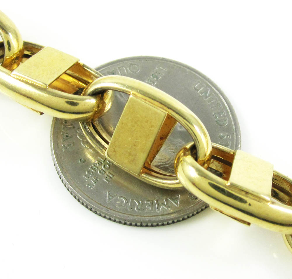 925 yellow sterling silver anchor link chain 24 inch 10.5mm
