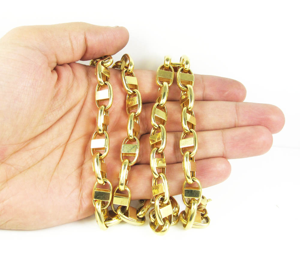 925 yellow sterling silver anchor link chain 24 inch 10.5mm