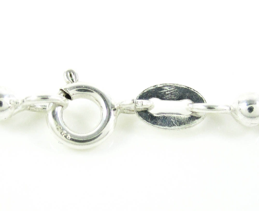 925 white sterling silver ball link chain 24 inch 3mm