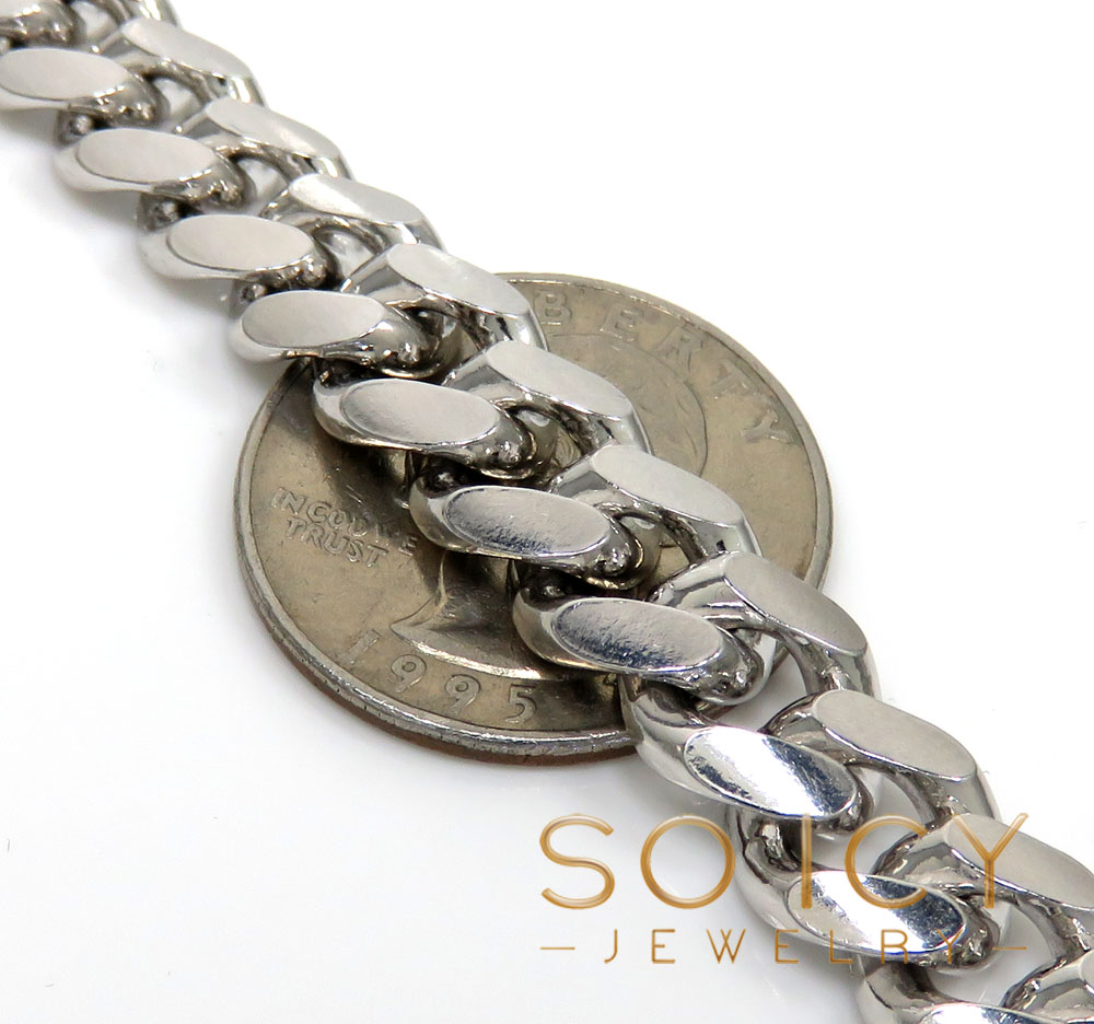 925 white sterling silver miami link bracelet 8 inch 9.50mm
