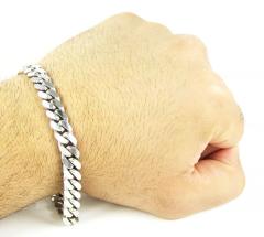 925 white sterling silver miami link bracelet 8 inch 9.50mm