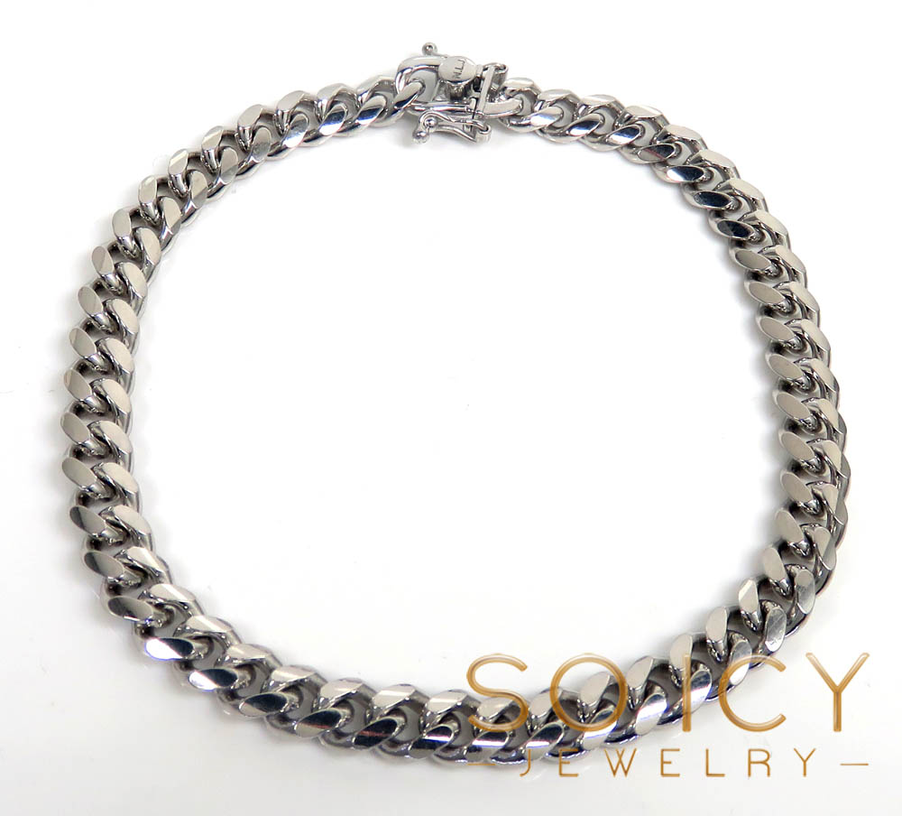 925 white sterling silver miami link bracelet 8 inch 7mm - Image 2