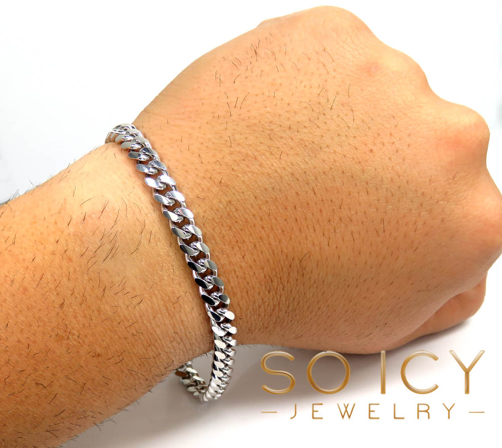 925 white sterling silver miami link bracelet 8 inch 7mm - Image 6
