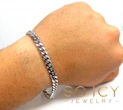 925 white sterling silver miami link bracelet 8 inch 7mm