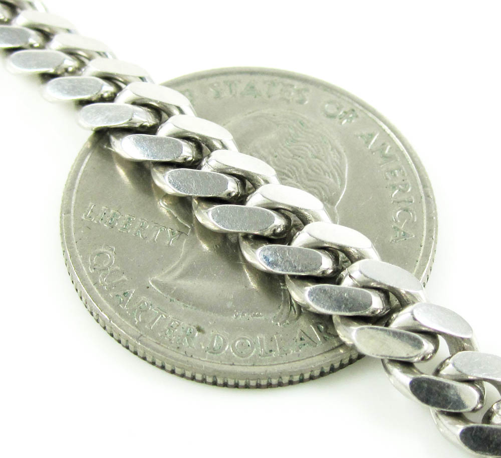925 white sterling silver miami link bracelet 9 inch 6 mm