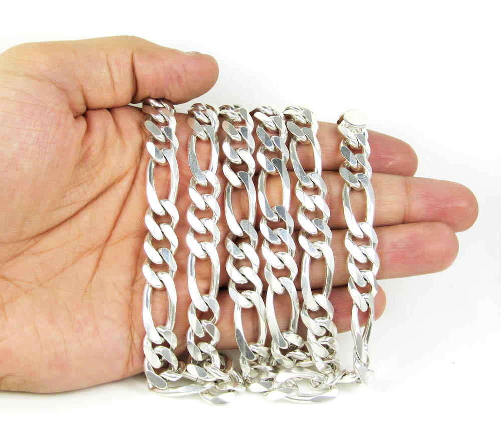 925 sterling silver figaro link chain 30 inch 10.50mm - Image 5