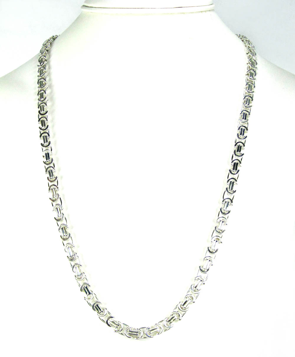 925 white sterling silver byzantine link chain 24 inch 6mm