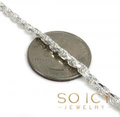 925 white sterling natural finish silver rope link chain 18-30 inch 3mm