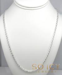 925 white sterling natural finish silver rope link chain 18-30 inch 3mm