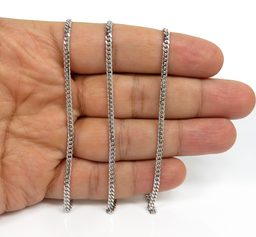 925 sterling silver miami link chain 18-26 inches 2.50mm