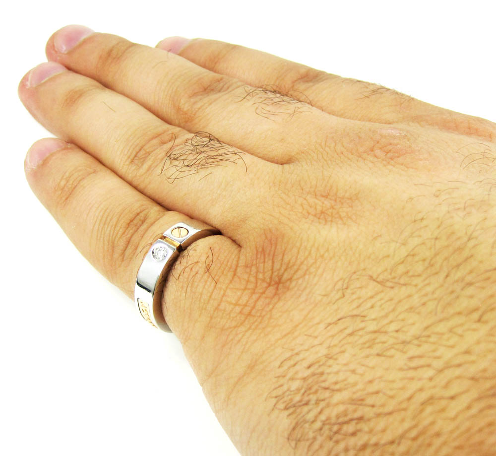 Baraka 18k rose & white gold diamond wedding band 0.08ct