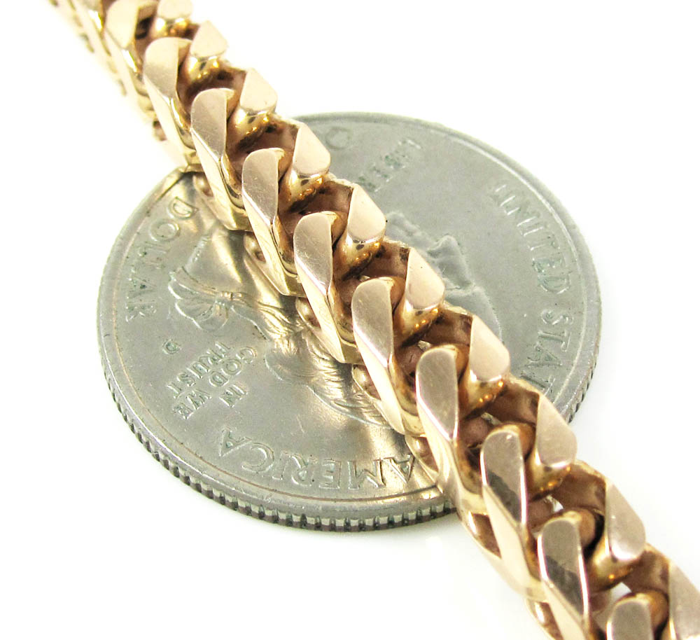 14k rose gold solid franco link chain 32 inch 6.35mm