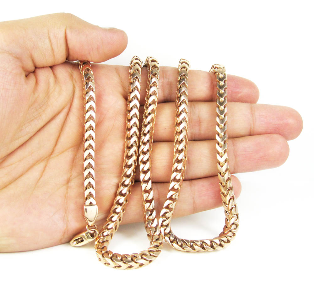 14k rose gold solid franco link chain 32 inch 6.35mm