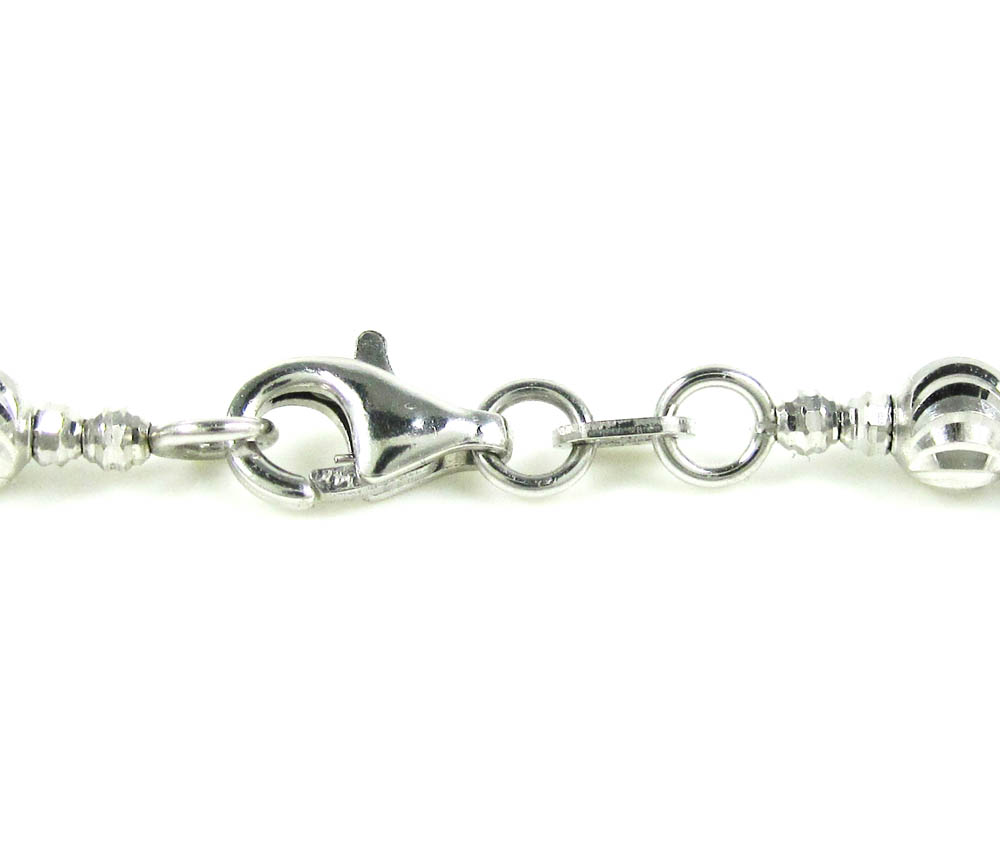 14k white gold diamond cut ball bead chain 22 inch 4mm
