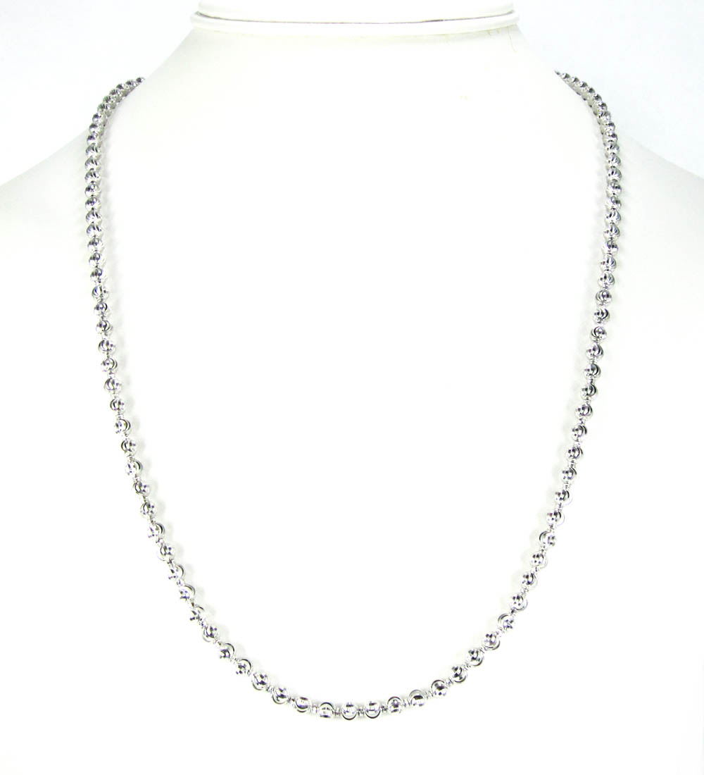 14k white gold diamond cut ball bead chain 22 inch 4mm