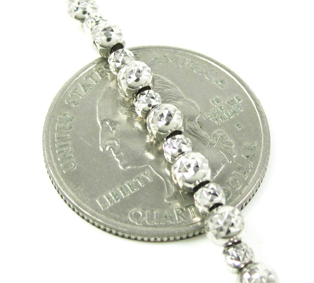 14k white gold diamond cut ball bead chain 20 inch 4mm