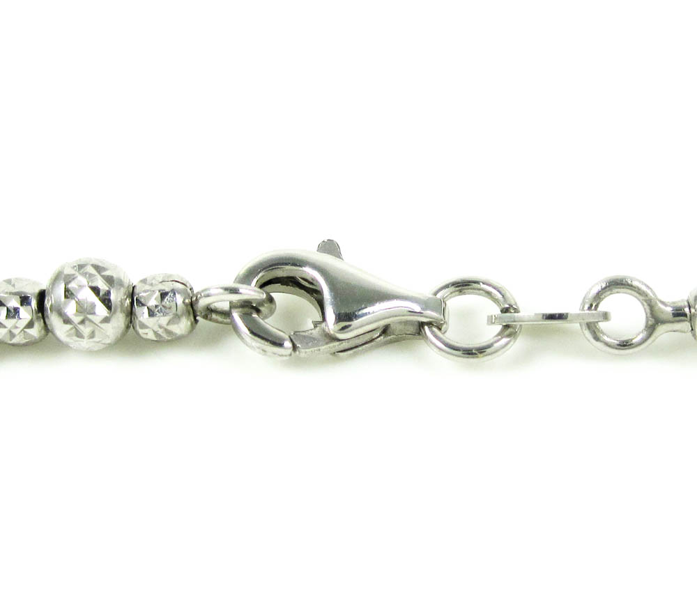 14k white gold diamond cut ball bead chain 20 inch 4mm