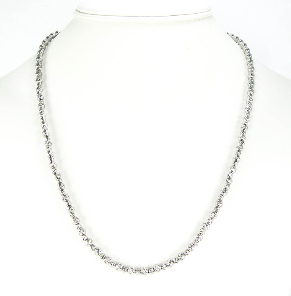 14k white gold diamond cut ball bead chain 20 inch 4mm