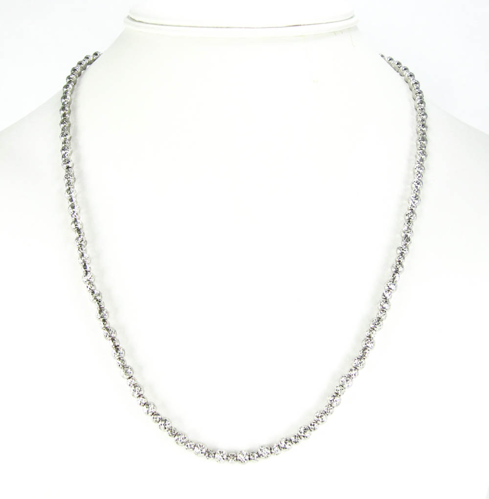14k white gold diamond cut ball bead chain 20 inch 4mm - Image 5