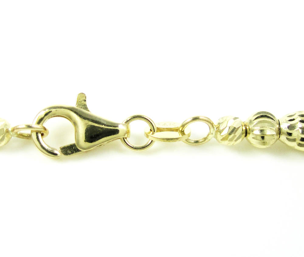 14k gold diamond cut oval bead chain 30 inch 4mm