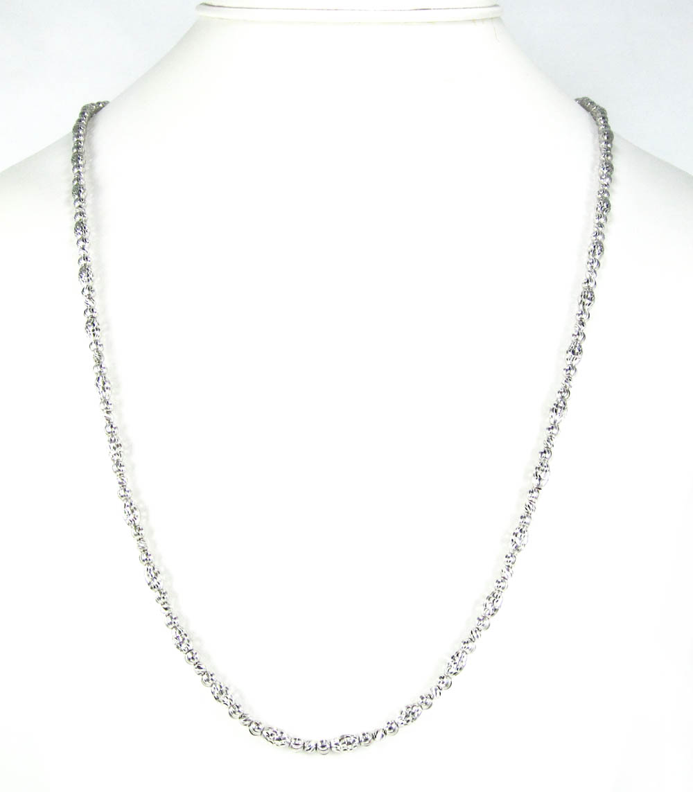 14k gold diamond cut oval bead chain 30 inch 4mm