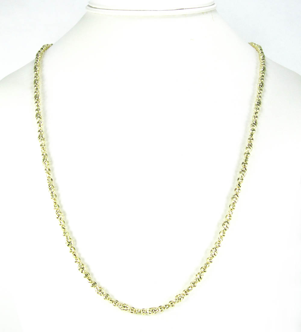 14k gold diamond cut oval bead chain 30 inch 4mm