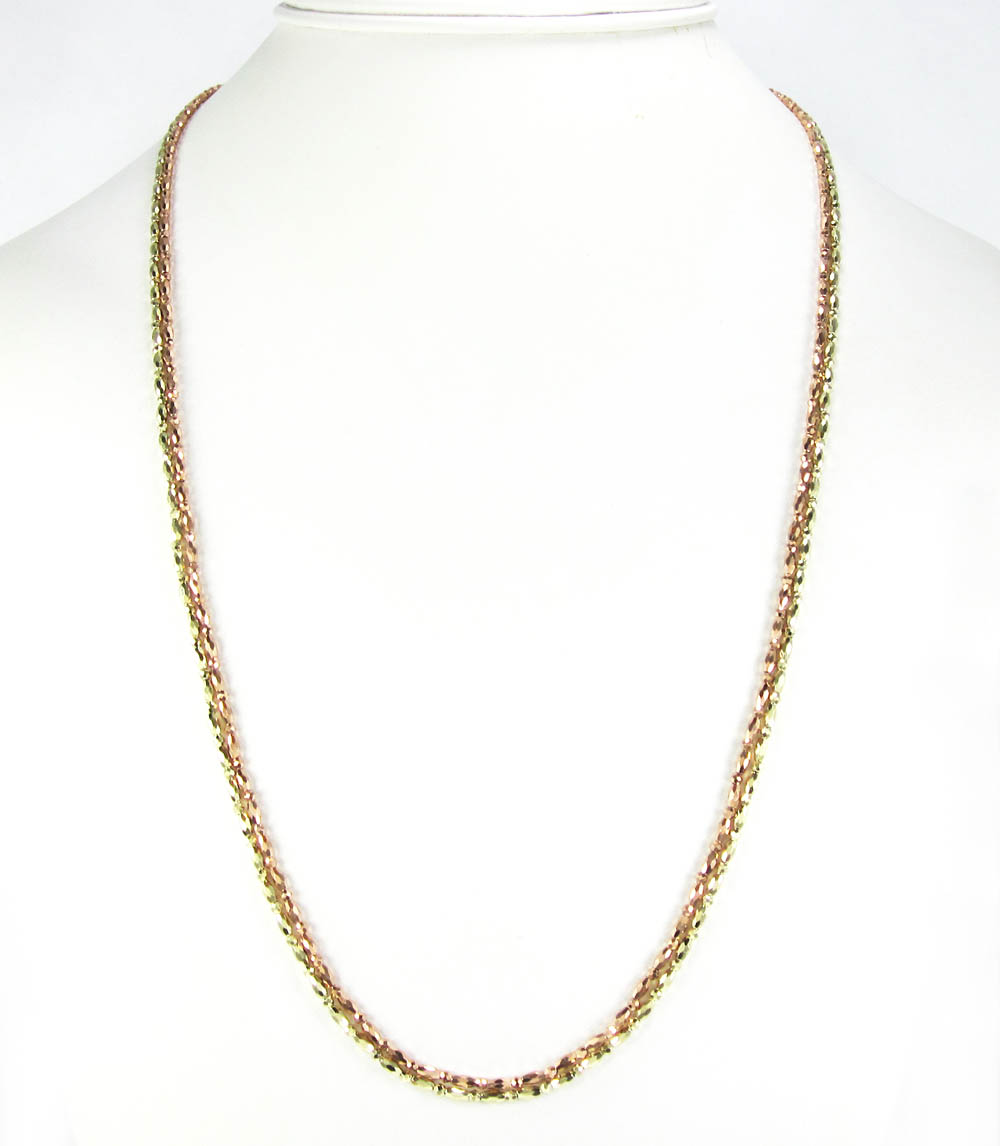 14k gold diamond cut oval bead chain 30 inch 1.85mm