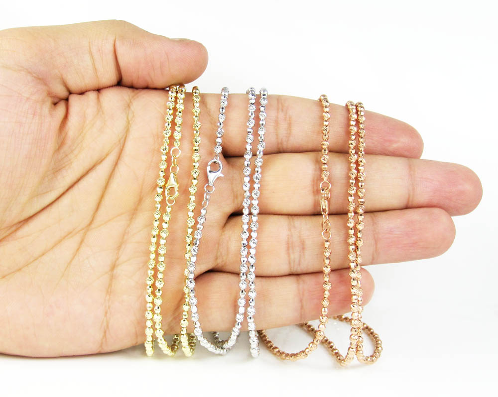 14k gold diamond cut ball bead chain 30 inch 2.75mm