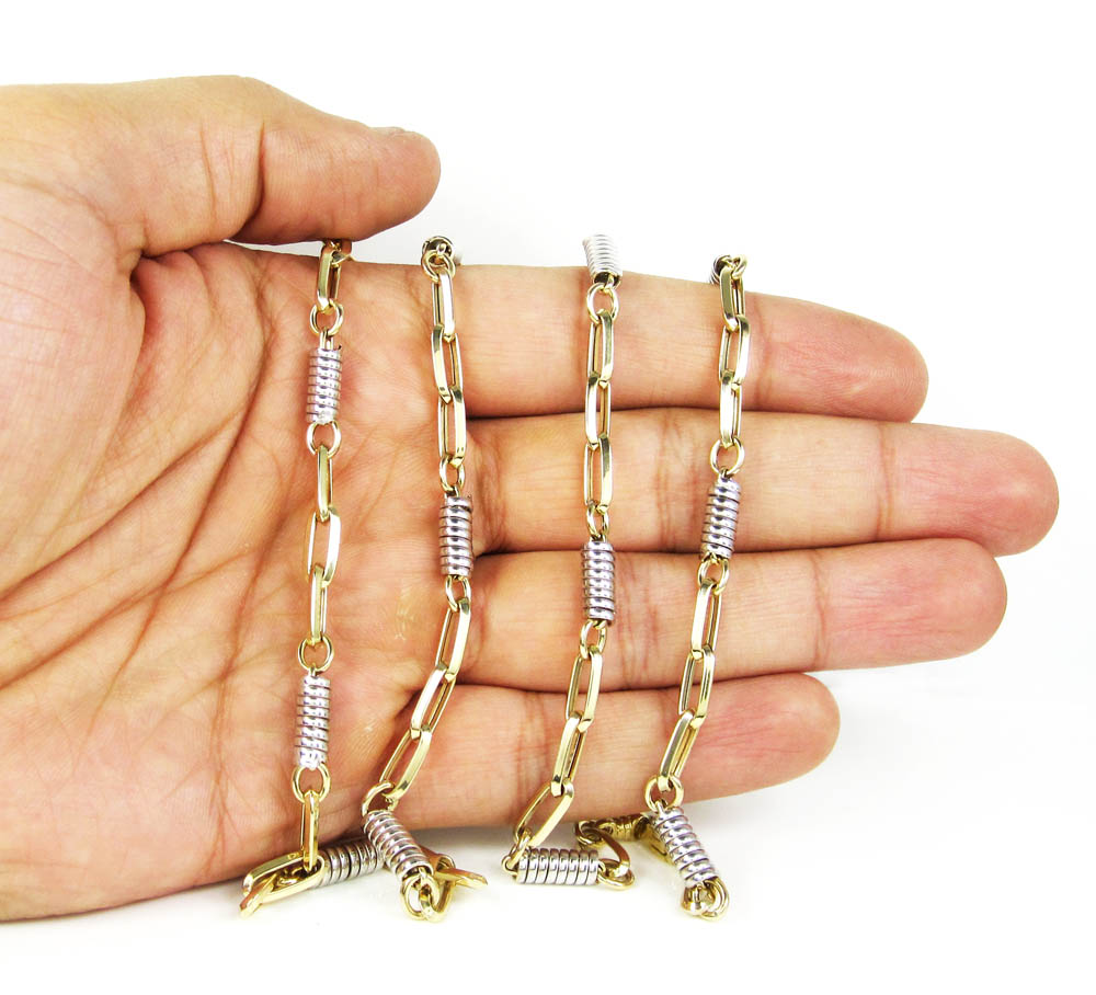 14k two tone gold fancy link chain 30 inch 5.25mm  - Image 4