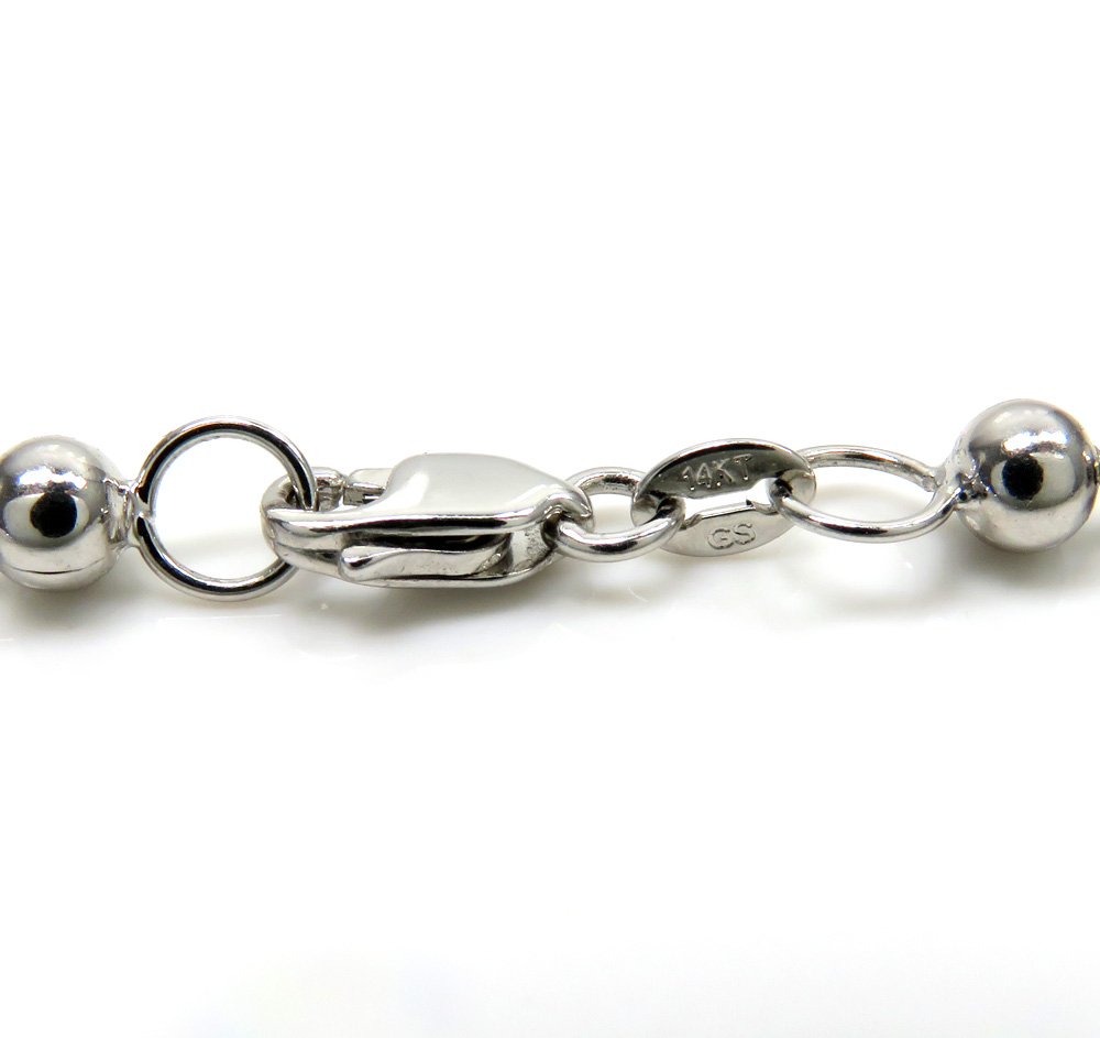 14k white gold smooth ball link chain 20-30 inch 4mm