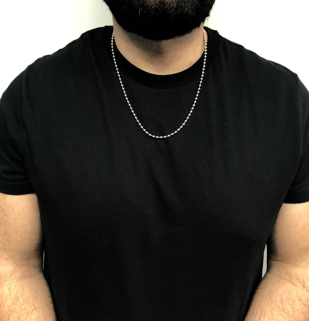 14k white gold smooth ball link chain 20-30 inch 4mm