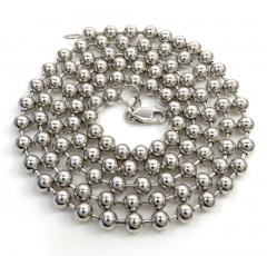 14k white gold smooth ball link chain 20-30 inch 4mm