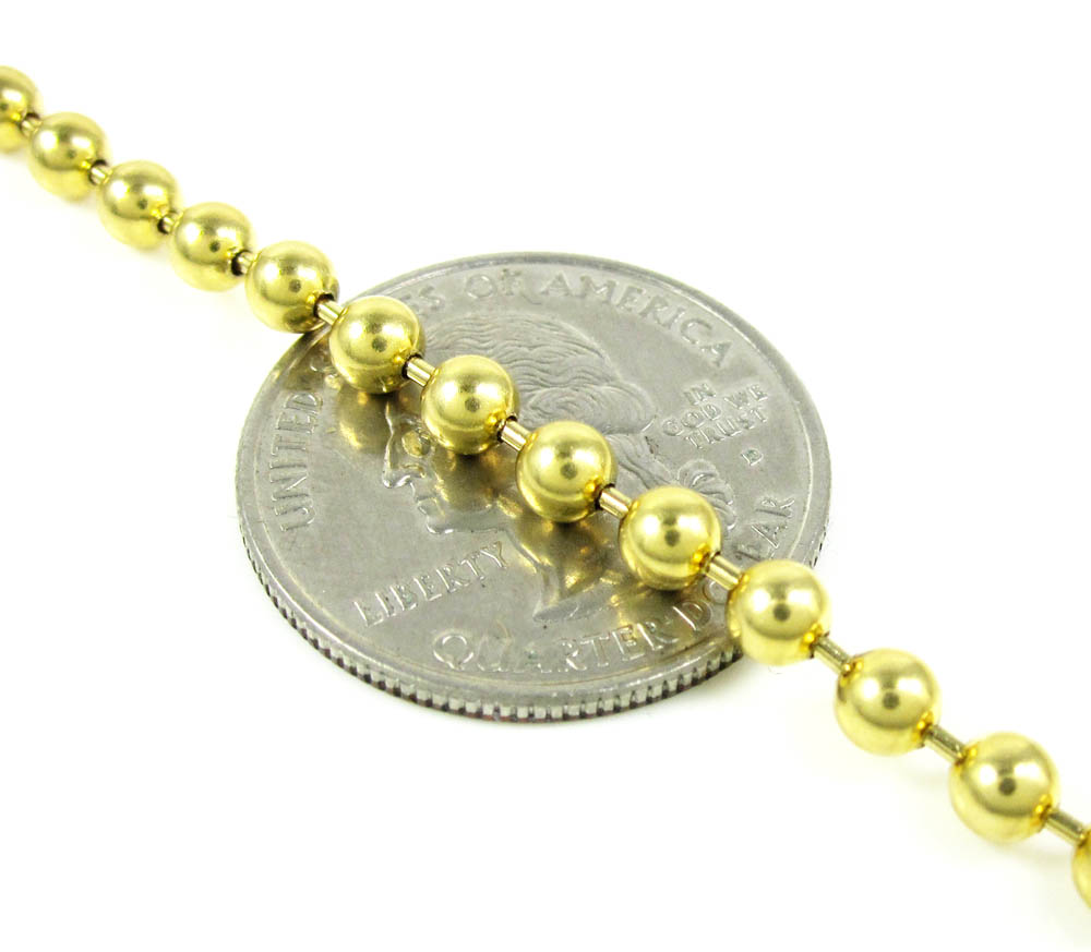 14k yellow gold smooth ball link chain 24 inch 4mm - Image 2