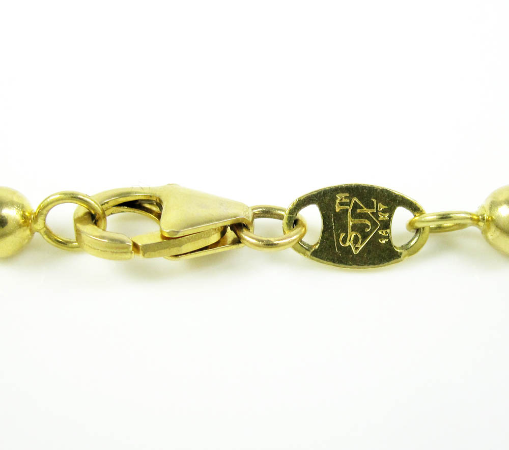 14k yellow gold smooth ball link chain 24 inch 4mm