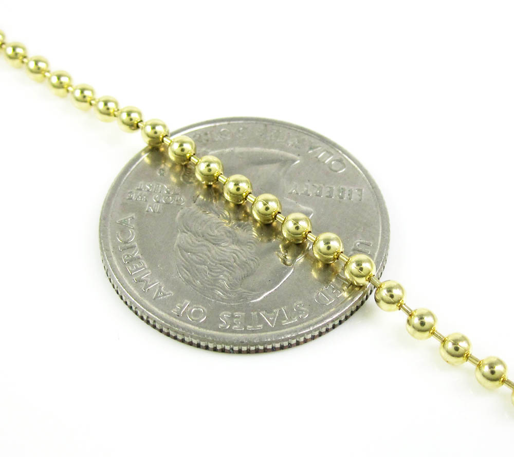 14k yellow gold smooth ball link chain 20-26 inch 2.5mm - Image 2